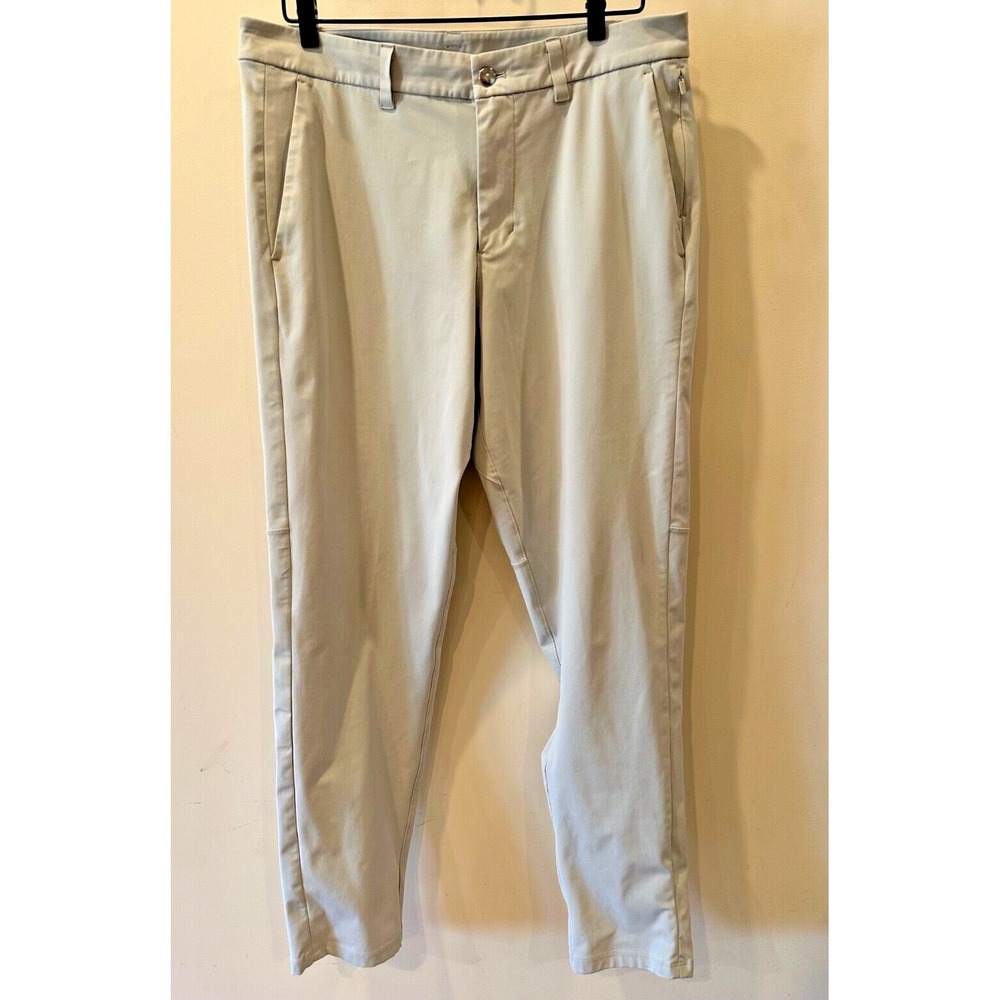 Lululemon ABC Classic Fit Pants Beige Trouser Stretch‎  Sz 36 RN#106259 CA35801